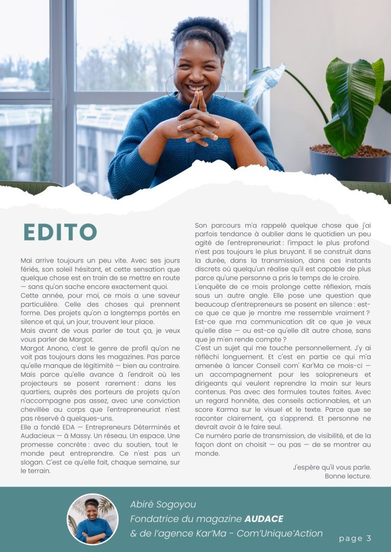Magazine AUDACE MAI 2026 - Margot Anono